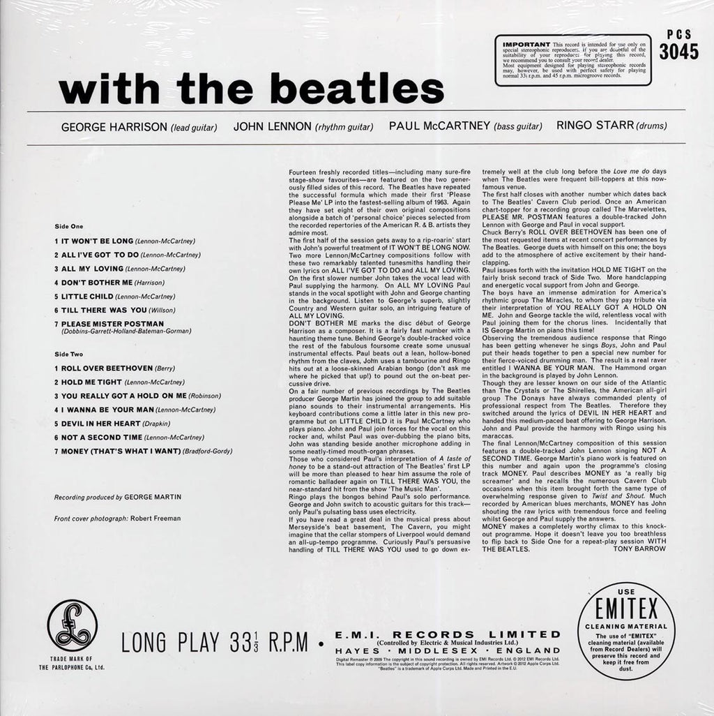 The Beatles - With The Beatles (stereo) (180g) vinyl LP back cover