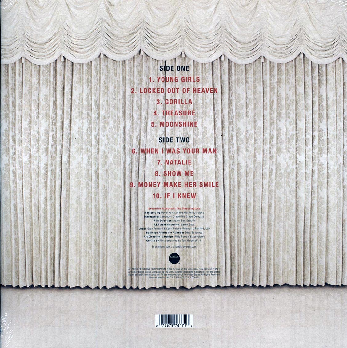 Bruno Mars - Unorthodox Jukebox vinyl LP back cover
