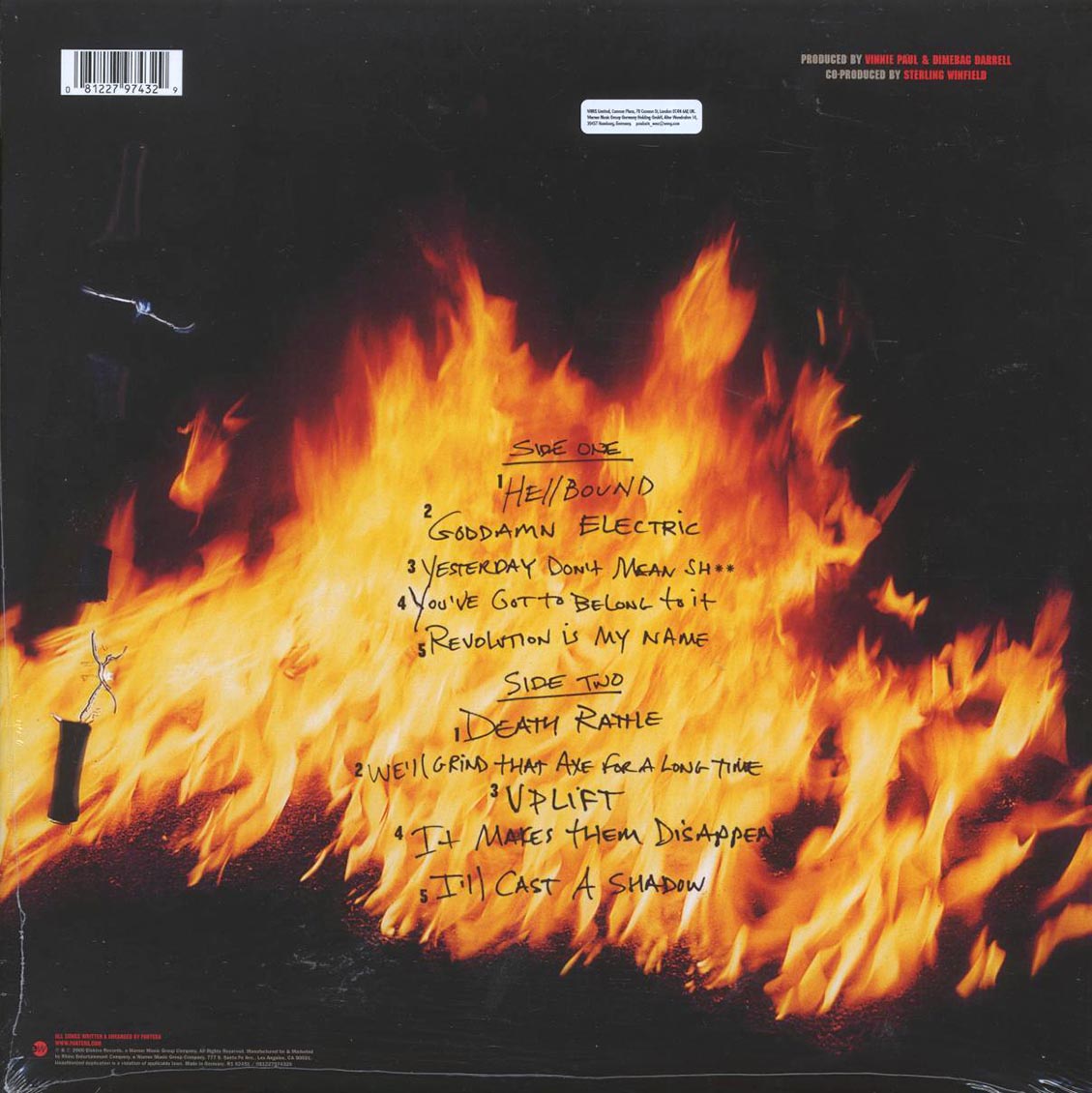 Pantera - Reinventing The Steel vinyl LP back cover