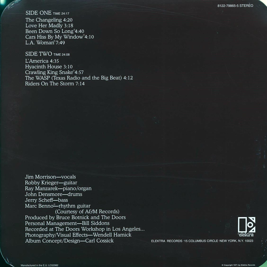 The Doors - LA Woman (Die-Cut Window Jacket) (180g) (audiophile) (radius corners) vinyl LP back cover