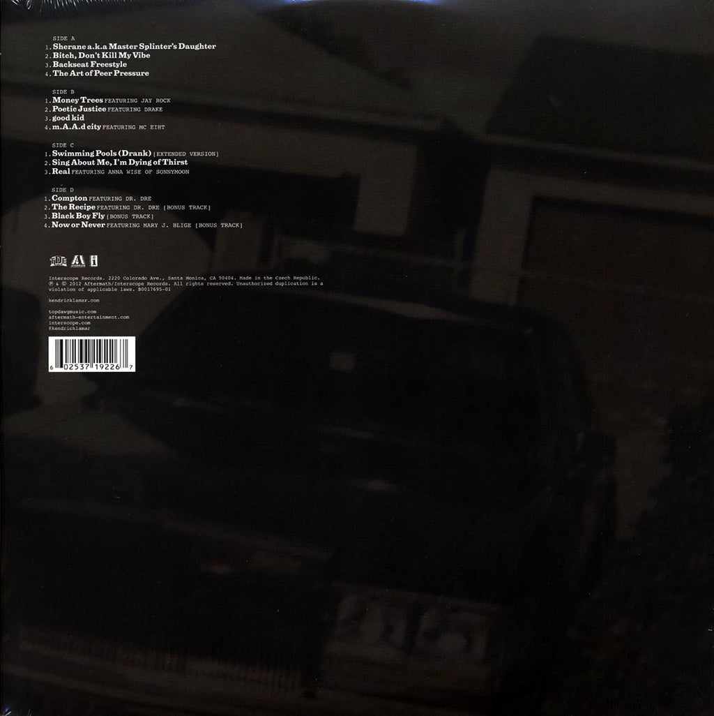 Kendrick Lamar - Good Kid, M.A.A.D City A Short Film By: Kendrick Lamar (2xLP) vinyl LP back cover