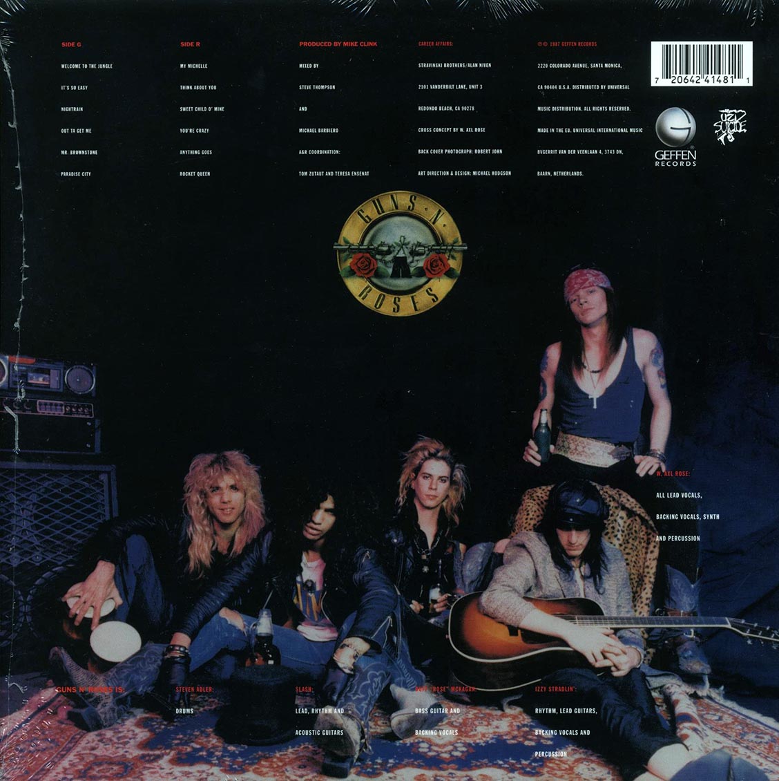 Guns N' Roses - Appetite For Destruction (180g) vinyl LP back cover