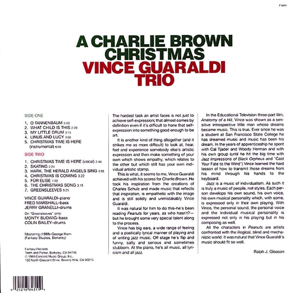 Vince Guaraldi Trio - A Charlie Brown Christmas (colored vinyl) vinyl LP back cover