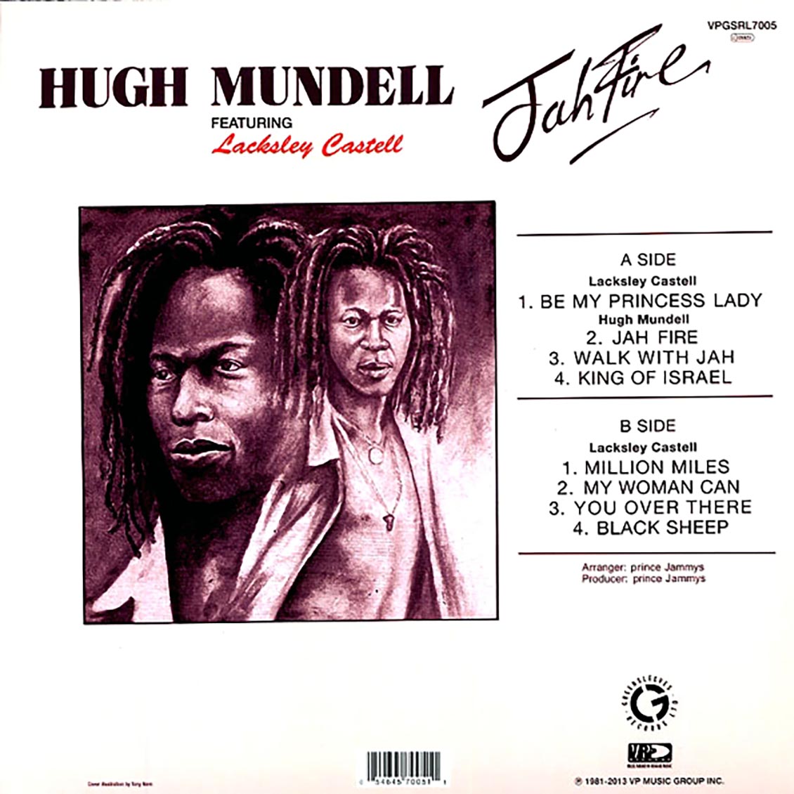Hugh Mundell, Lacksley Castell - Jah Fire vinyl LP back cover