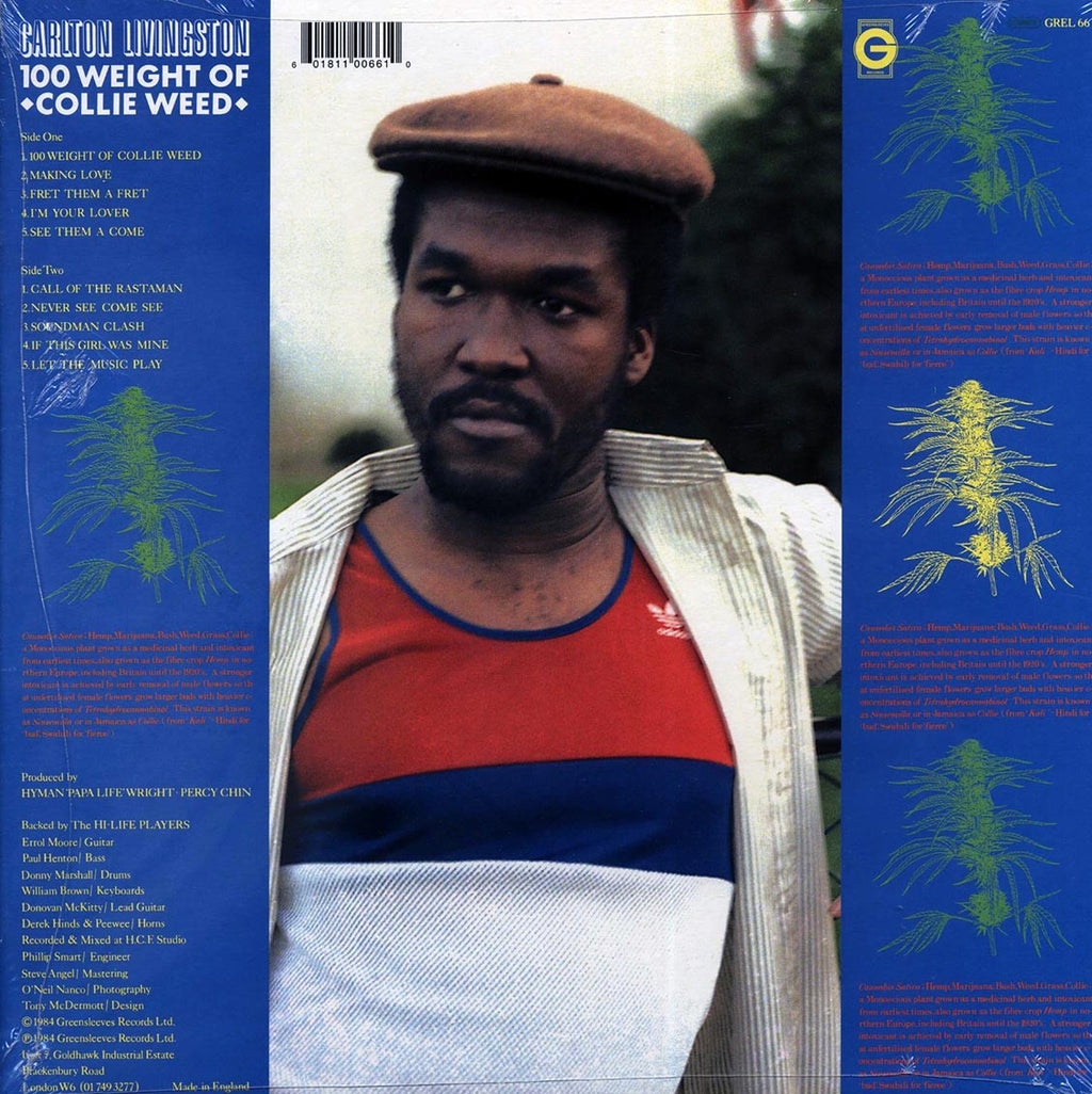 Carlton Livingston - 100 Weight Of Collie Weed vinyl LP back cover
