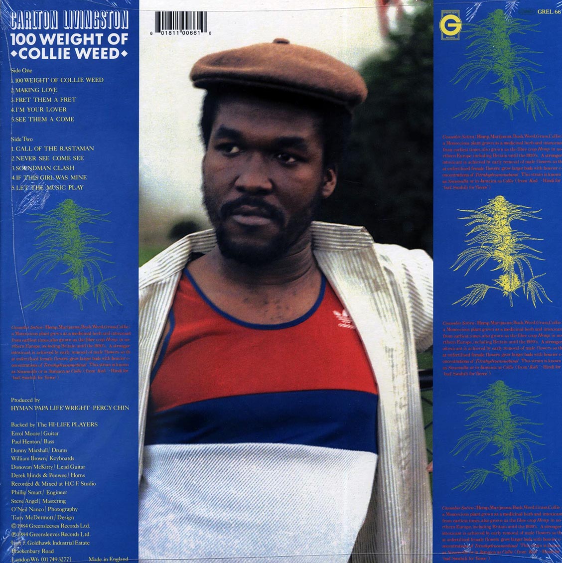 Carlton Livingston - 100 Weight Of Collie Weed vinyl LP back cover