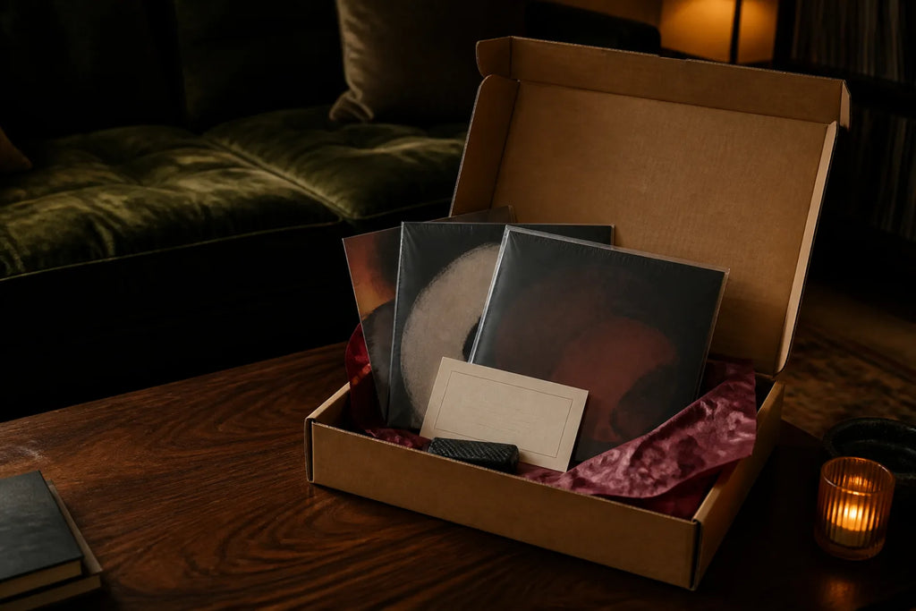 Cool Cat Collection curated vinyl surprise box in a listening room